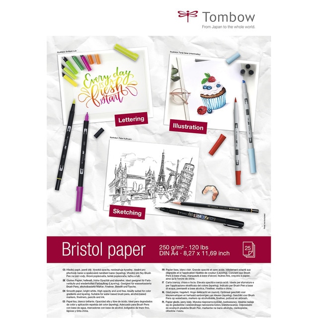 Pack 25 Hojas Papel Bristol Bocetos Lettering A4 250 Gramos Tombow.