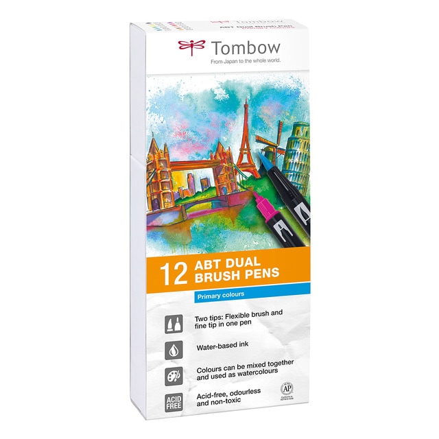 Estuche 12 Rotuladores ABT Tombow Colores Primarios.