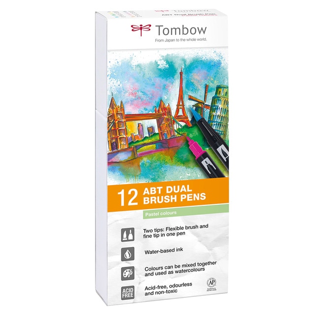 Estuche 12 Rotuladores ABT Tombow Colores Pastel.