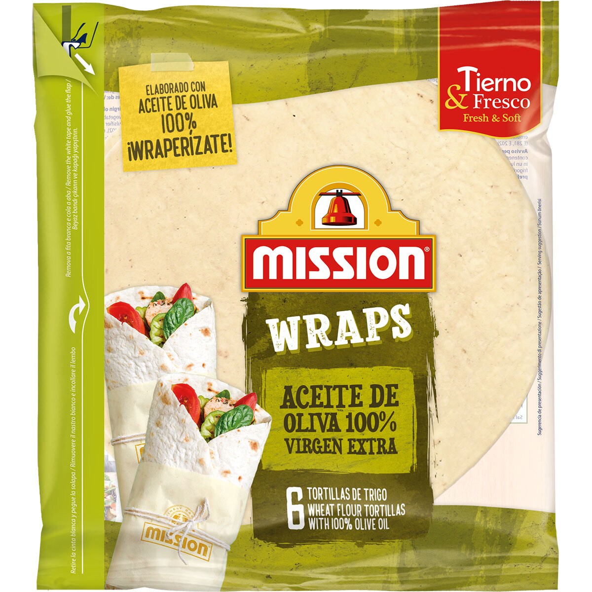 Wraps tortillas de trigo elaboradas con aceite de oliva 100 virgen