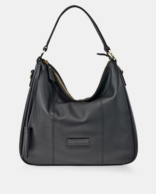 plain black leather handbag