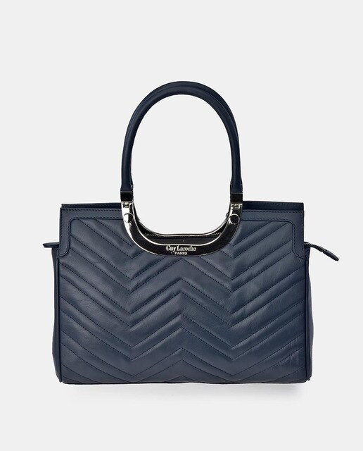navy soft leather handbag