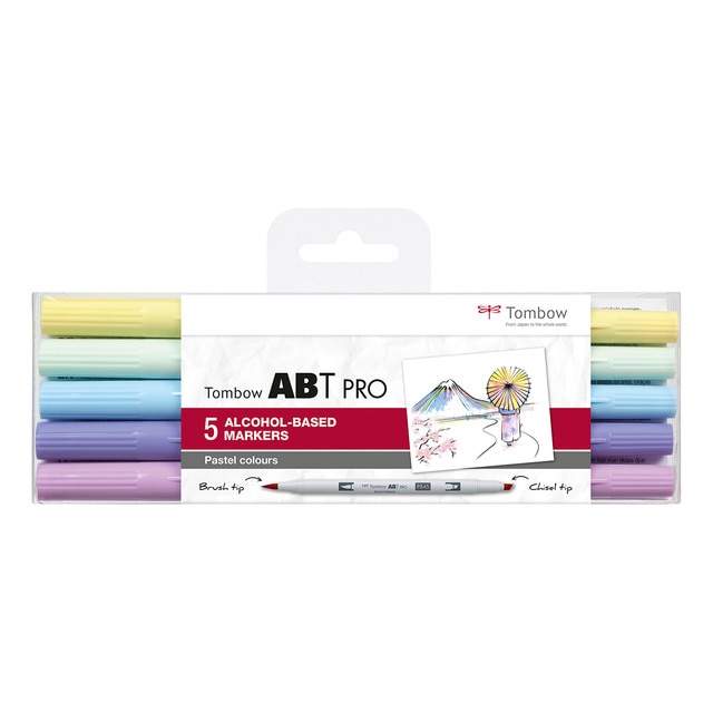 Estuche 5 Rotuladores ABT PRO Base Alcohol Tombow Colores Pastel.