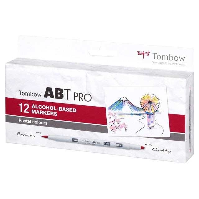 Estuche 12 Rotuladores ABT PRO Base Alcohol Tombow Colores Pastel.