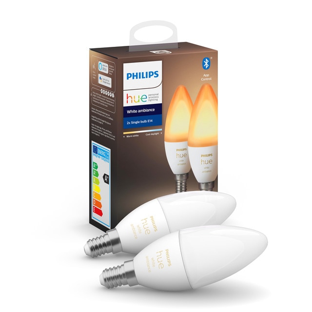Pack dos bombillas LED Philips Hue White Ambiance Vela E14
