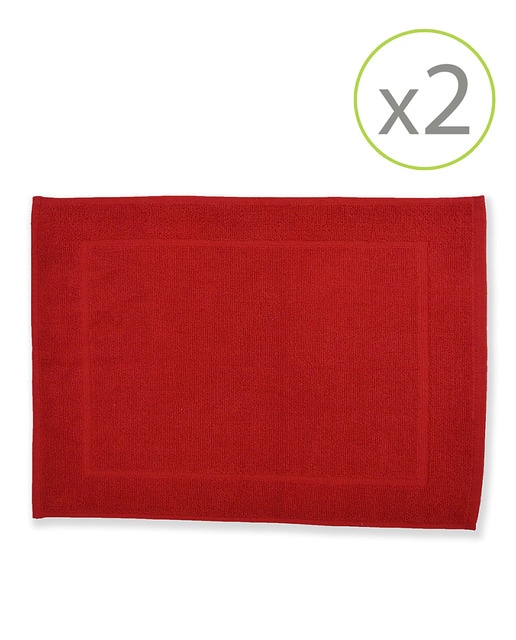 Pack de 2 alfombrines de baño de 45 x 65 cm rojo rubi