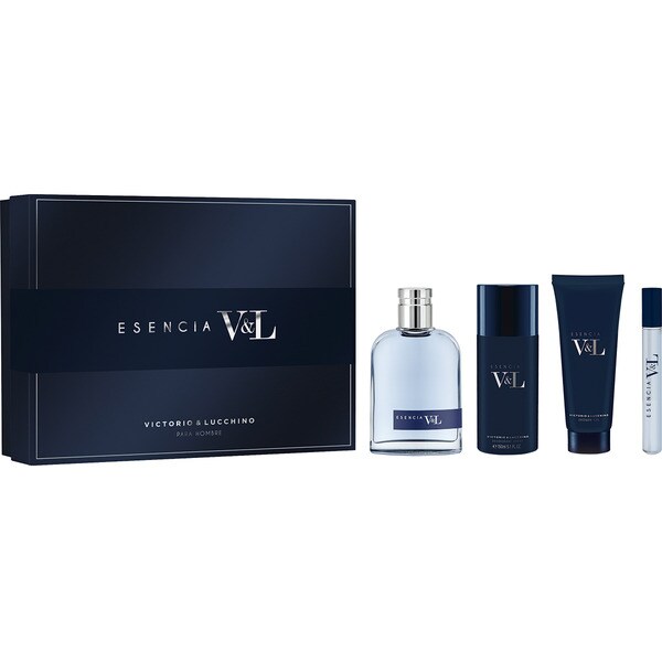 VICTORIO & LUCCHINO Esencia V&L estuche con eau de toilette masculina natural spray 100 ml + desodorante spray 150 ml + gel de ducha tubo + minitalla