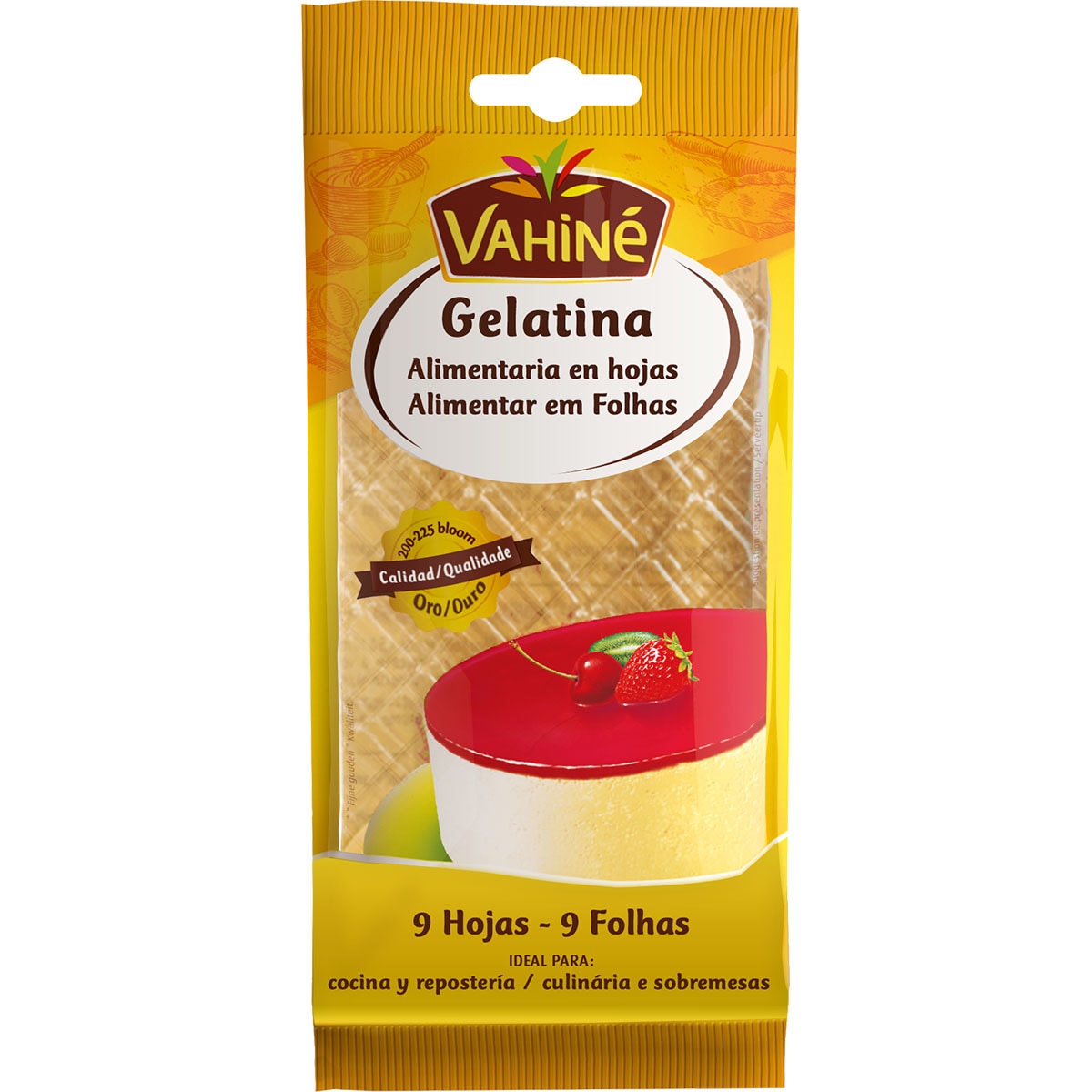 Gelatina alimentaria 9 hojas blister 17 g · VAHINE · Supermercado El