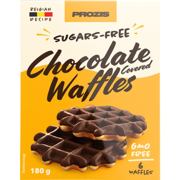 Waffles Cobertos com Chocolate sem Açúcar embalagem 30 g