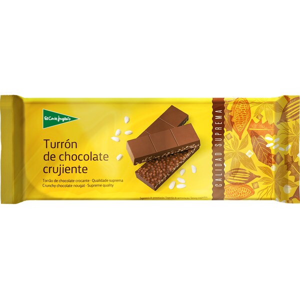 EL CORTE INGLES turrón de chocolate crujiente Calidad Suprema tableta 250 g