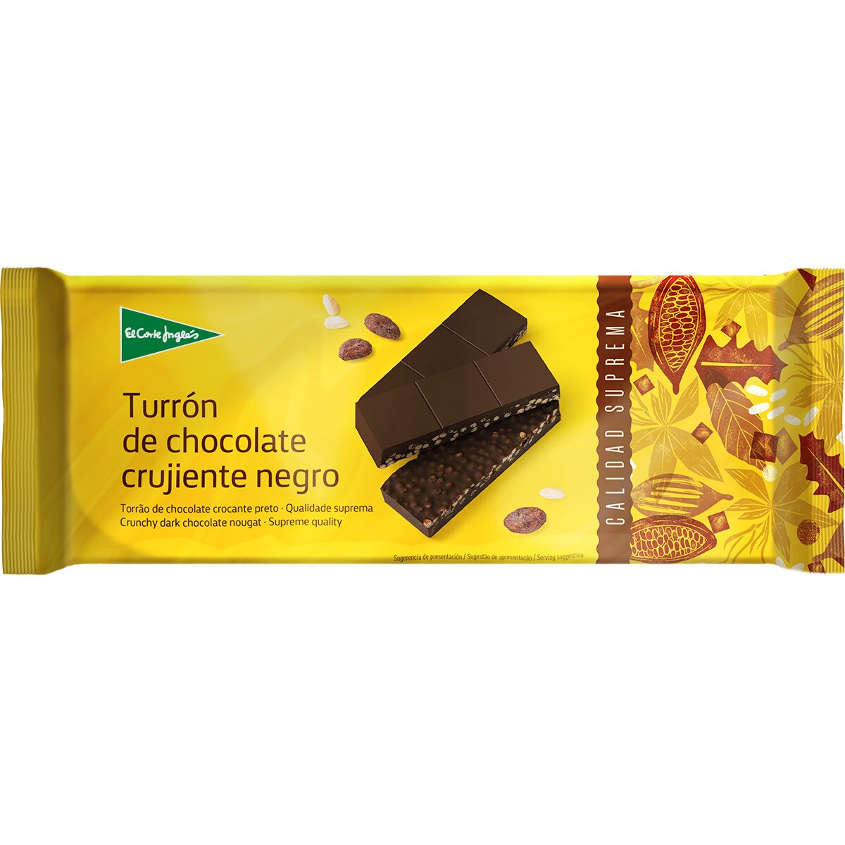 Turrón de chocolate crujiente negro Calidad Suprema tableta 250 g · EL CORTE INGLES