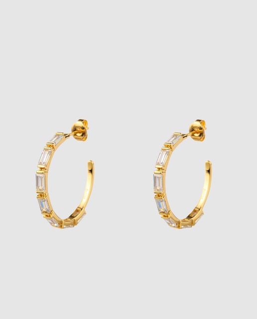 Pendientes de aro Ágatha Paris Colección Maria Pombo dorados con circonitas