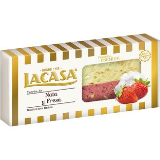 LACASA turrón de nata y fresa Sin Gluten Calidad Suprema tableta 250 g