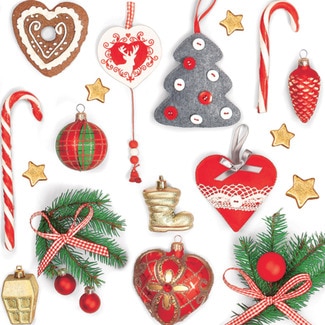 GABBIANO Weihnachtspapierservietten El Decorazioni 3 Lagen 33x33 cm Paket 20 Einheiten