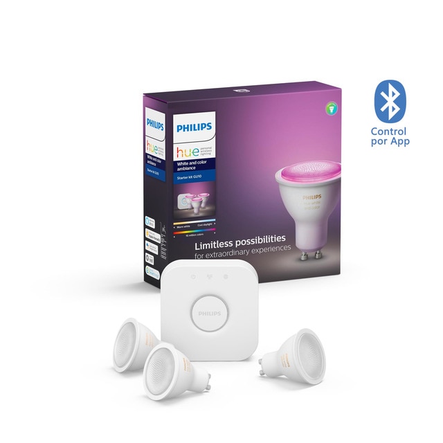 Kit inicio 3 bombillas White& Color GU10 + puente