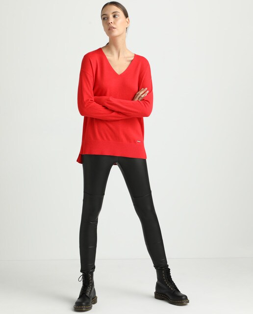 red cotton sweater women's