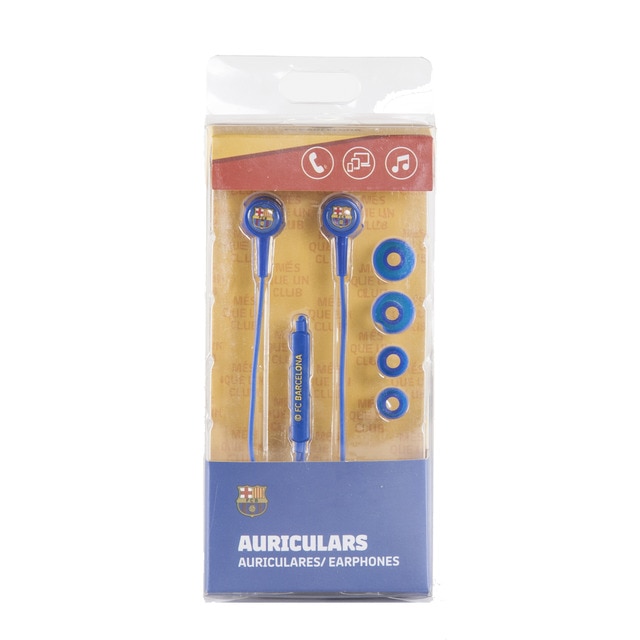 Earphone Cable FC Barcelona Botón Azul Escudo.