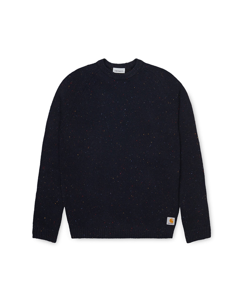 navy blue crew neck sweater