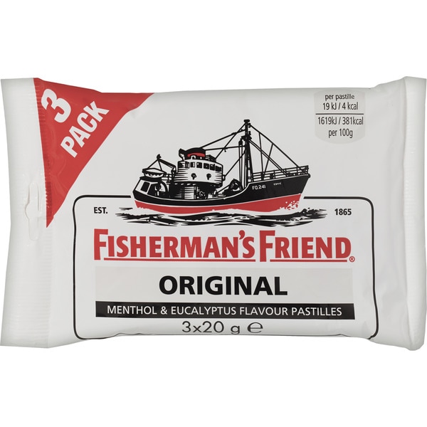 FISHERMAN'S FRIEND Original Original caramelos duros mentol y eucalipto extra fuerte pack 3 bolsa 50 g