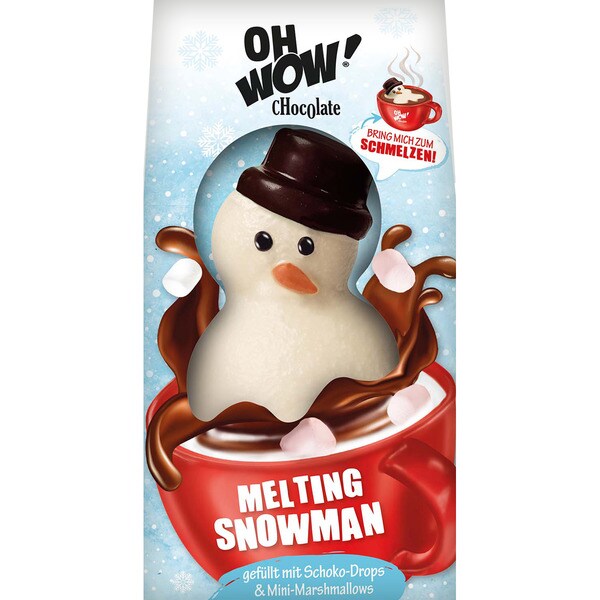 Comprar muñeco de nieve de chocolate blanco relleno de gotas de