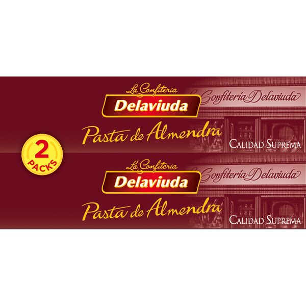DELAVIUDA pasta de almendra Calidad Suprema pack 2x100 g estuche 200 g