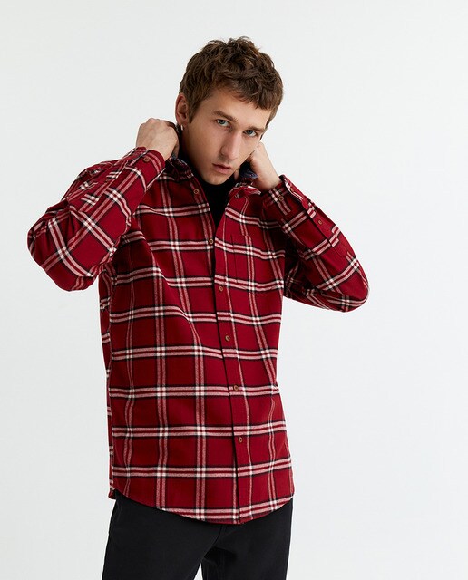 red cheque shirt