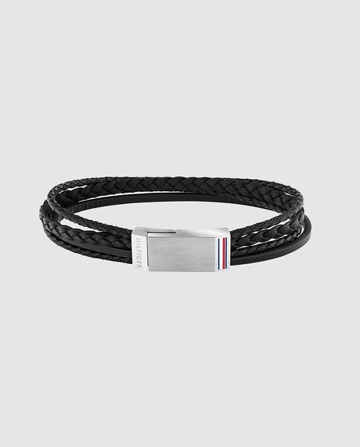 Pulsera de hombre Tommy Hilfiger de cuero negro