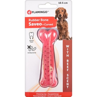 FLAMINGO Beef scented bone-shaped dog toy 10.5 cm 1 each