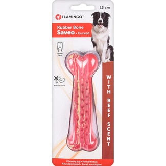 FLAMINGO Beef scented bone-shaped dog toy 13 cm 1 each