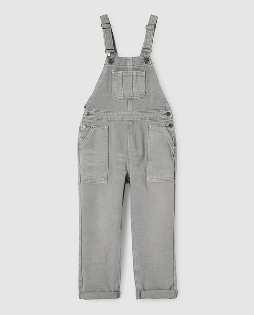 Peto vaquero de niña liso gris