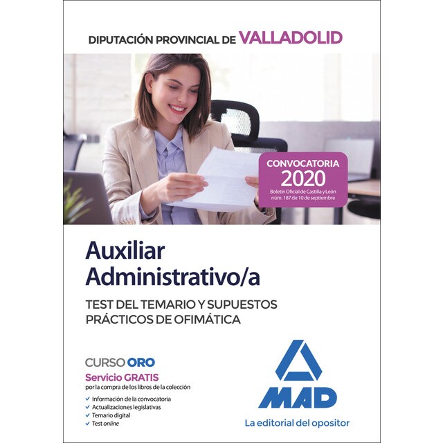 Auxiliar Administrativo de la Diputación Provincial de Valladolid. Test del temario y supuestos prácticos de ofimática (Tapa blanda)