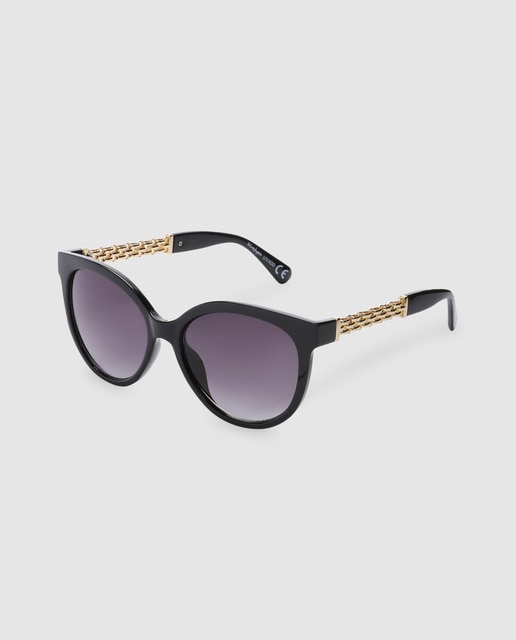 Gafas de sol de mujer El Corte Inglés redondas en negro con varillas metálicas