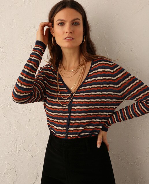 women's striped cardigan