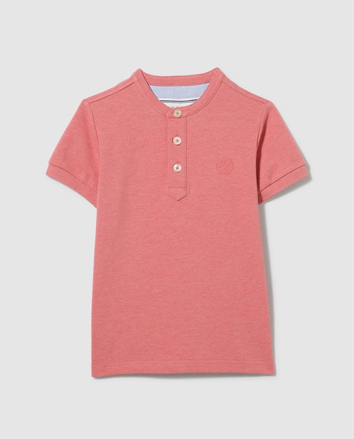 Polo  de niño rojo cuello mao