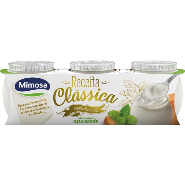 Iogurte Cremoso Natural Açucarado Receita Clássica Pack 3 embalagem 125 g