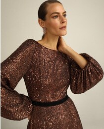 Long-sleeve sequin midi dress · Women's 