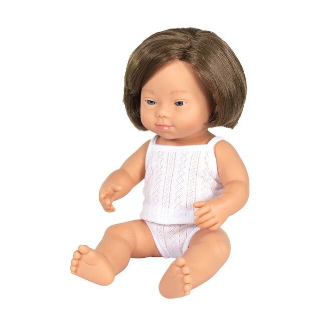 Muñeca bebé caucásico niña con Síndrome de down Miniland