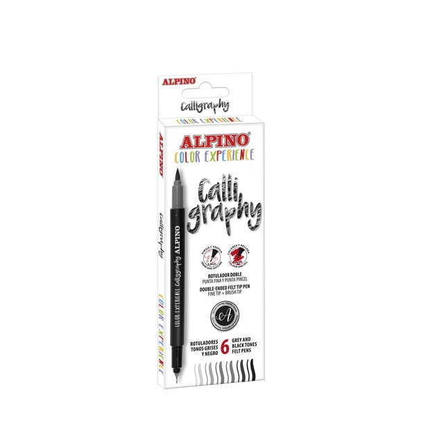 Set Callygraphy 6 Rotuladores con Doble Punta Alpino Gris