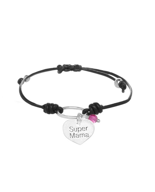 Charm Corazón Super Mamá Swarovski Rosa