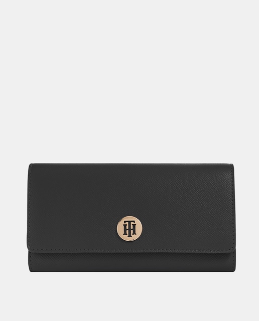Tommy Hilfiger women's large black wallet with flap · Fashion · El