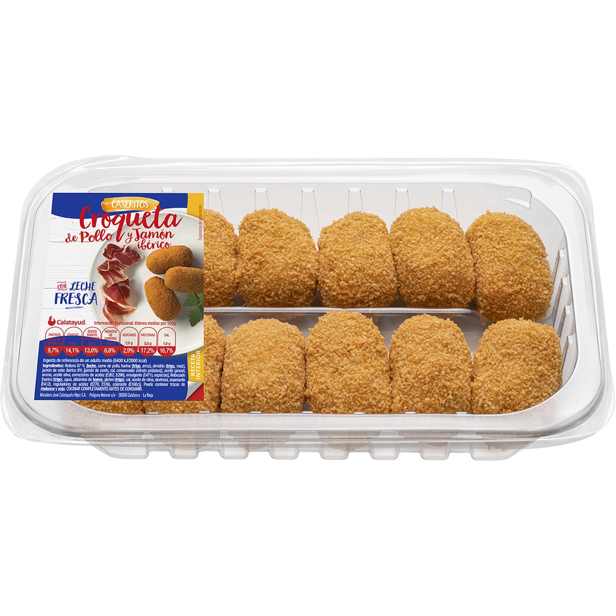 Croquetas de pollo y jamón ibérico con leche fresca bandeja 410 g