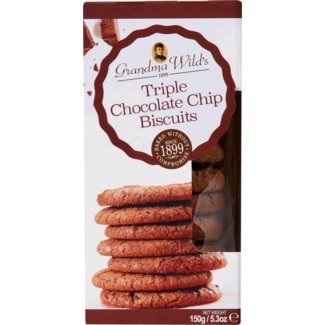 Grandma Wild's Bolachas com Pepitas de Triplo Chocolate embalagem 150 g