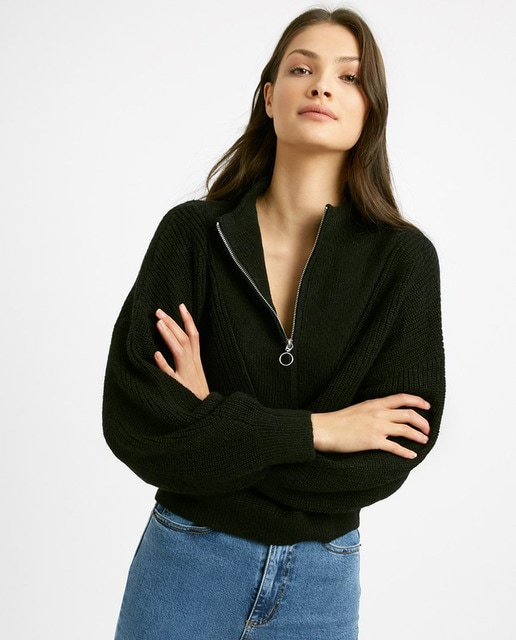 womens zip neck jumper