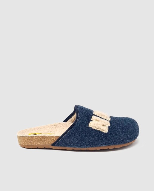 Nordika Chaussons en Cuir Bleu Marine