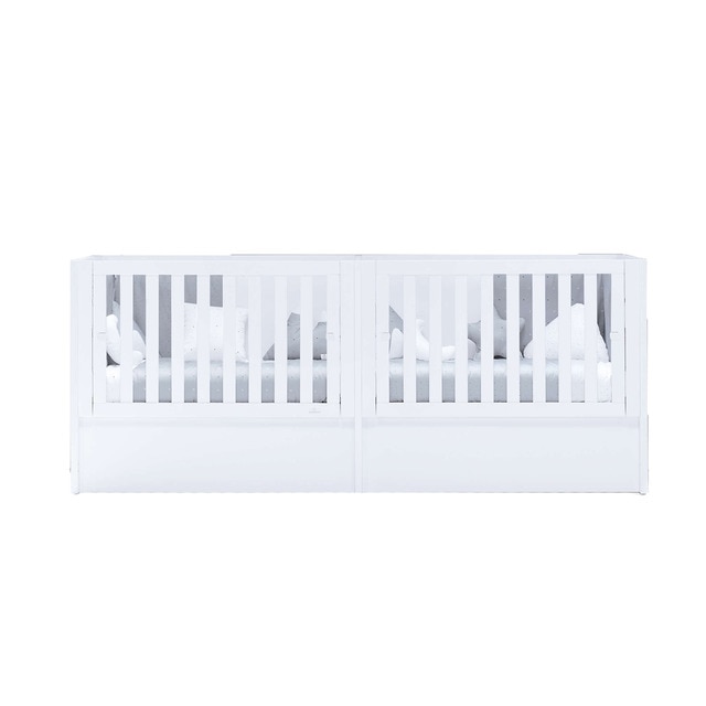 Cuna convertible gemelar (60 x 120 cm.) Alondra Duplo  dos cunas y dos camas 90 cm. blanco