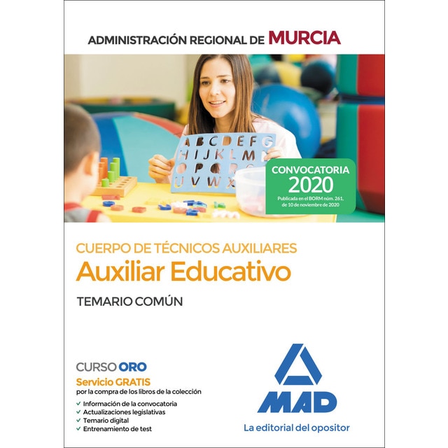 Cuerpo de técnicos auxiliares, opción auxiliar educativo, de la administración pública regional de murcia. Temario específico
