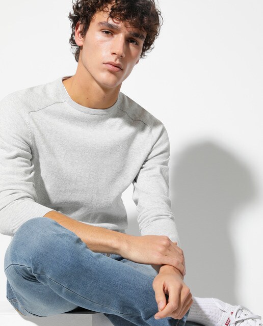 Men's light grey crew neck sweater · Men's fashion · El Corte Inglés