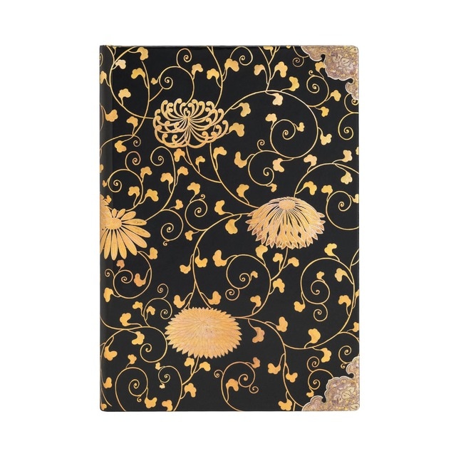 Libreta Karakusa Midi (130 × 180) Rayada Paperblanks Negro Dorado.