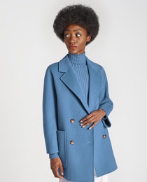 double breasted short wool coat