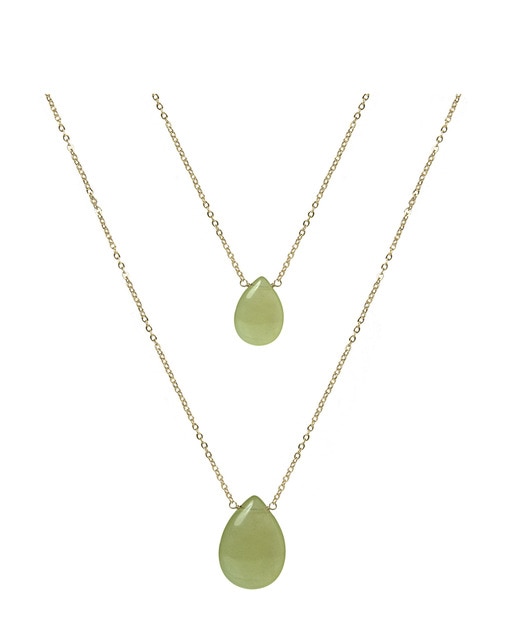 Collar Abelia metal dorado y Jaspe Verde